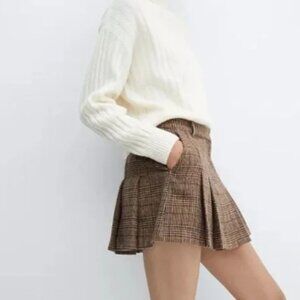 Scottish Brown Checkered Miniskirt Tartan Print by Mango🆕⌚📦🏃💨🚚